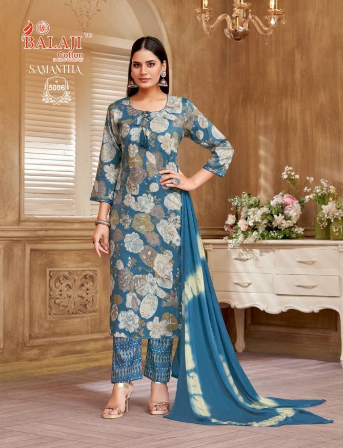 Samantha Vol 5 By Balaji Rayon Printed Kurti With Bottom Dupatta Wholesale Shop in Surat
